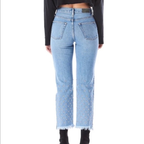 Carmar Emelia Sydney Distressed Knee Studded Raw Hem Button Fly HiRise Jeans 29 - Picture 4 of 16